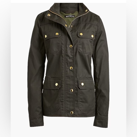 J. Crew Jackets & Blazers - J. Crew Women's Resin Coated Dark Olive Twill Jacket